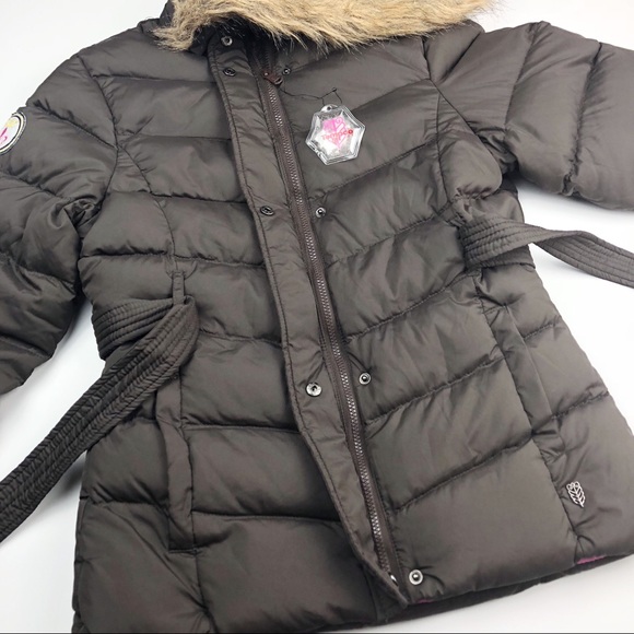 NWOT Y2K Tempco Brown/Pink Fur-Trim Hood Down Puffer Jacket - Picture 3 of 8